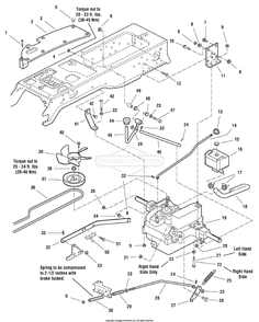 Transmission Group Diagram and Parts List for 107250070 (2691088-00)(2012) Briggs and Stratton Lawn Tractor